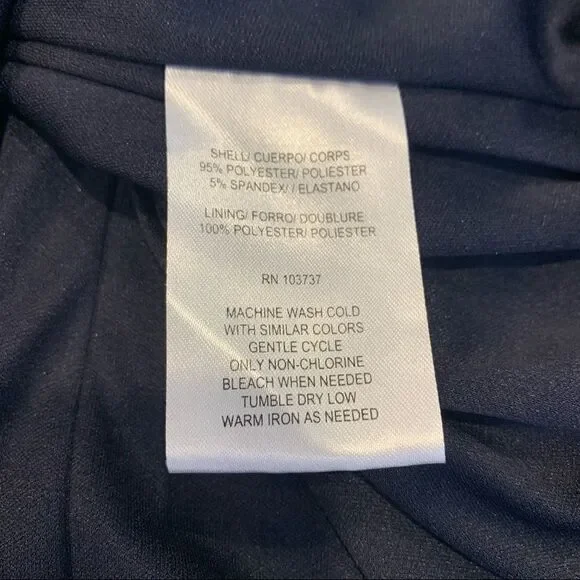 Donna Morgan Navy and Green Geometric Print Dress Size 6 - Picture 10 of 10